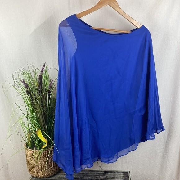 Guess Marciano Blue One Sleeve Cape Top XS - Picture 4 of 7
